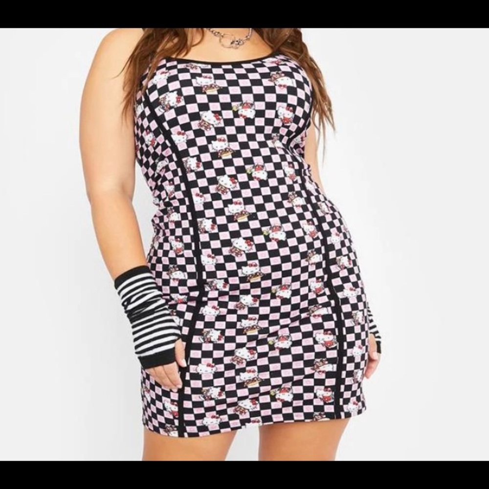 Plus Hello Kitty Checkered Mini Dress